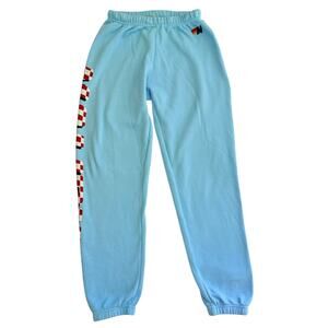 Aviator Nation Blue Malibu Chili Cook Off Retro Loungewear Check Leg Sweatpants